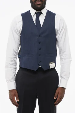 Online Gilet In Lana 5 Bottoni LEADER Con Tasche Ad Aletta Uomo Giacche
