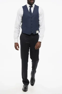 Online Gilet In Lana 5 Bottoni LEADER Con Tasche Ad Aletta Uomo Giacche