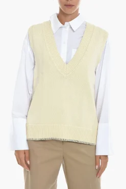 Gilet in Maglia KRISTA con Scollo a V e Cuciture a Contrasto>Samsoe Samsoe Clearance