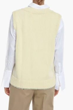 Gilet in Maglia KRISTA con Scollo a V e Cuciture a Contrasto>Samsoe Samsoe Clearance