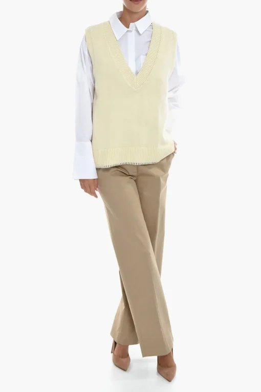 Gilet in Maglia KRISTA con Scollo a V e Cuciture a Contrasto>Samsoe Samsoe Clearance