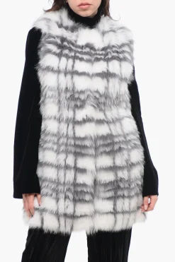 Clearance Gilet In Pelliccia Bicolore Donna Cappotti E Trench