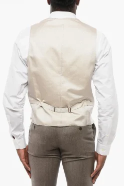 Sale Gilet In Seta Ricamata 4 Bottoni Con Tasche A Filo Uomo Giacche