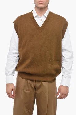 Best Gilet Ovrrsized in Misto Lana con Tasca Uomo Maglieria