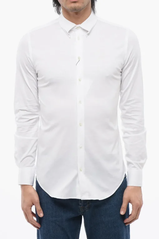 Discount GIORGIO ICON Camicia in Jersey di Cotone con Collo Button-down Uomo Camicie
