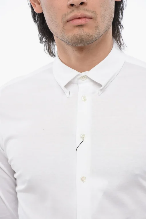 Discount GIORGIO ICON Camicia in Jersey di Cotone con Collo Button-down Uomo Camicie