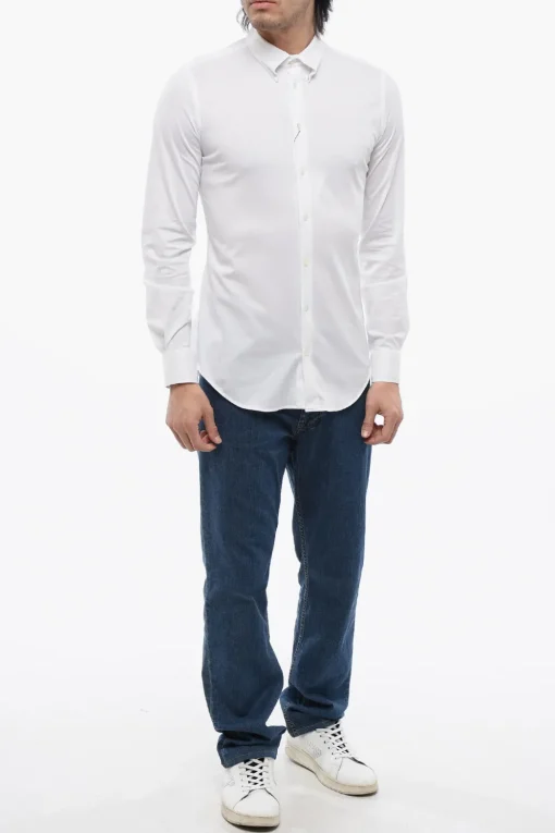 Discount GIORGIO ICON Camicia in Jersey di Cotone con Collo Button-down Uomo Camicie