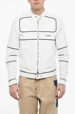 Giubbotto Biker In Cotone Con dettagli In Pelle Vegana>Dsquared2 Discount