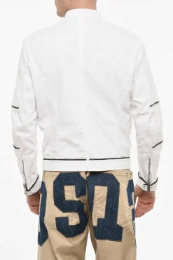 Giubbotto Biker In Cotone Con dettagli In Pelle Vegana>Dsquared2 Discount