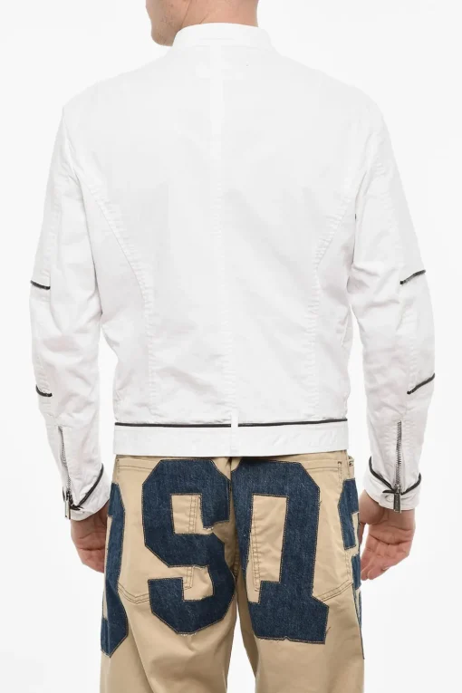 Giubbotto Biker In Cotone Con dettagli In Pelle Vegana>Dsquared2 Discount