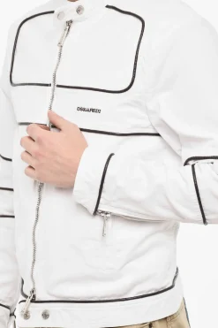 Giubbotto Biker In Cotone Con dettagli In Pelle Vegana></noscript>Dsquared2 Discount