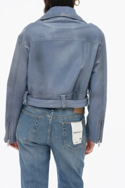 Giubbotto Biker In Pelle Spalmata Cropped>S.W.O.R.D 6644 Discount
