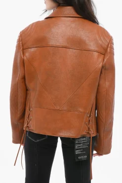 Giubbotto Biker in Pelle con Effetto Vintage>Prada Best