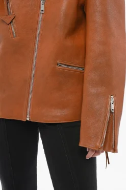 Giubbotto Biker in Pelle con Effetto Vintage></noscript>Prada Best
