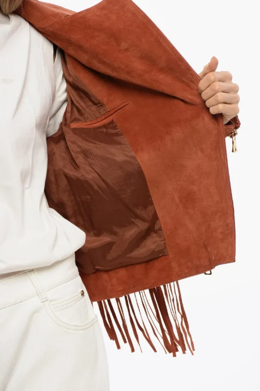Giubbotto Biker In Suede Con Frange>Balmain Hot