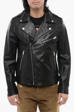 Fashion Giubbotto Biker L-GARRETT-R in Pelle Uomo Giubbotti