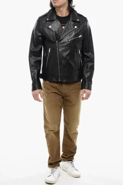 Fashion Giubbotto Biker L-GARRETT-R in Pelle Uomo Giubbotti