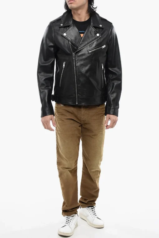 Fashion Giubbotto Biker L-GARRETT-R in Pelle Uomo Giubbotti