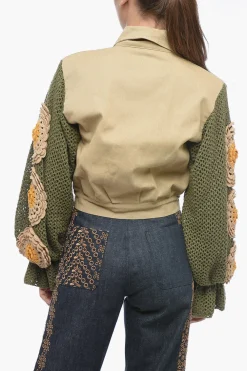 Giubbotto Bomber Fit in Denim con Maniche Crochet>Tu Lizé Online