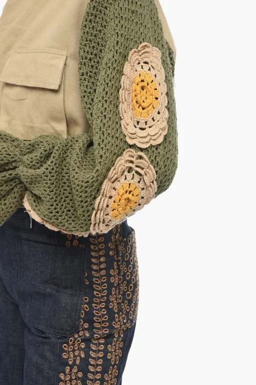 Giubbotto Bomber Fit in Denim con Maniche Crochet>Tu Lizé Online