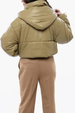 Giubbotto Crop AVELINE In Pelle Vegan con Cappuccio>Nanushka Fashion