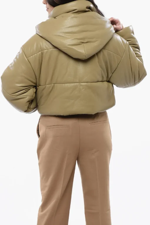 Giubbotto Crop AVELINE In Pelle Vegan con Cappuccio>Nanushka Fashion