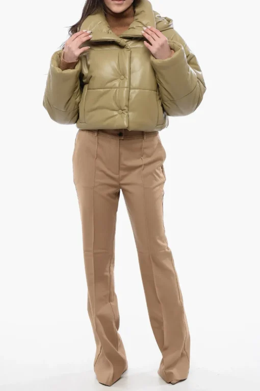 Giubbotto Crop AVELINE In Pelle Vegan con Cappuccio>Nanushka Fashion