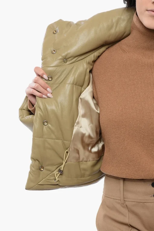 Giubbotto Crop AVELINE In Pelle Vegan con Cappuccio>Nanushka Fashion