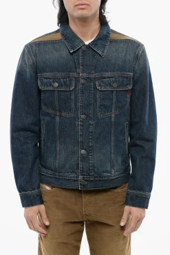 New Giubbotto D-BARCY-RS-D in Denim con Inserti a Contrasto Uomo Giubbotti