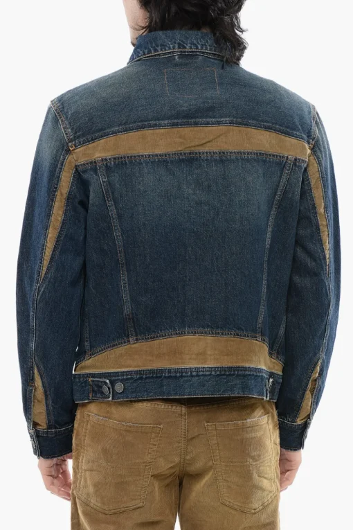 New Giubbotto D-BARCY-RS-D in Denim con Inserti a Contrasto Uomo Giubbotti
