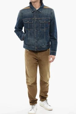 New Giubbotto D-BARCY-RS-D in Denim con Inserti a Contrasto Uomo Giubbotti