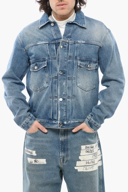Hot Giubbotto ELU in Denim con Doppio Taschino Uomo Giubbotti