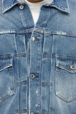 Hot Giubbotto ELU in Denim con Doppio Taschino Uomo Giubbotti