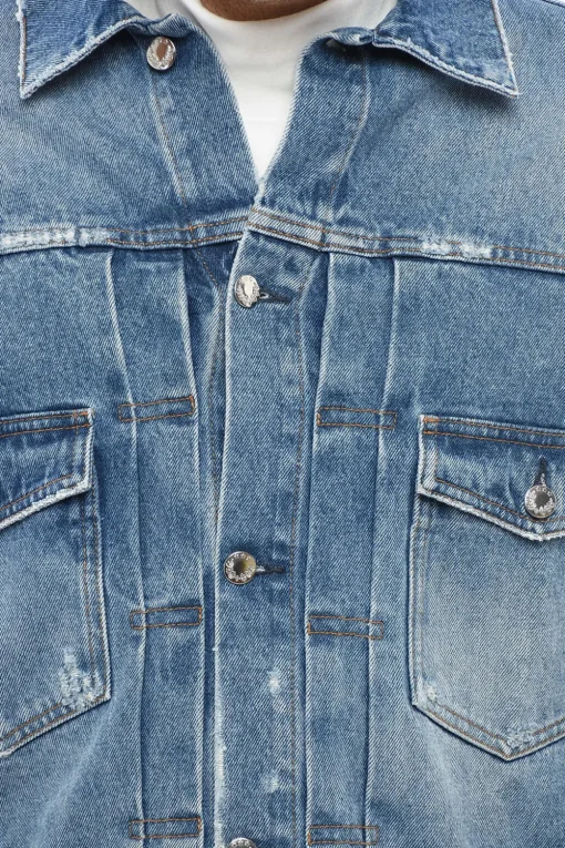 Hot Giubbotto ELU in Denim con Doppio Taschino Uomo Giubbotti