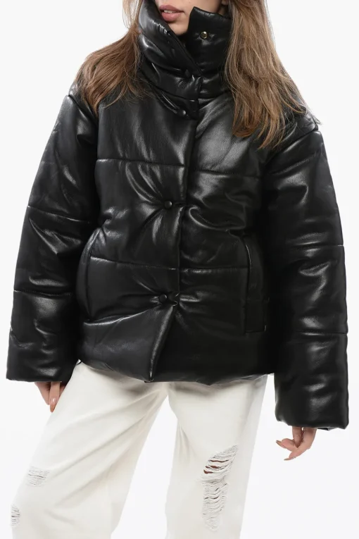 Discount Giubbotto HIDE In Pelle Vegan con Bottoni Automatici Donna Giubbotti
