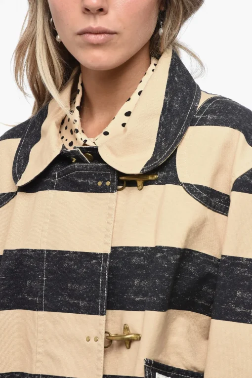Best Giubbotto in Canvas a Righe con Chiusura Ganci Donna Giubbotti