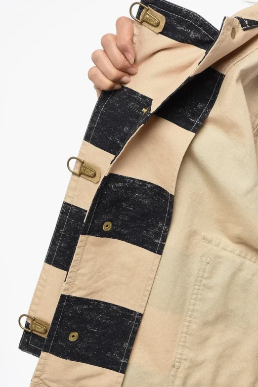 Best Giubbotto in Canvas a Righe con Chiusura Ganci Donna Giubbotti