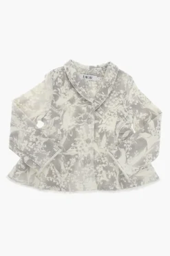Outlet Giubbotto in Denim a Fantasia con Bottoni Logati Abbigliamento