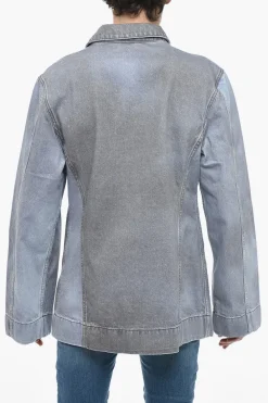 Outlet Giubbotto in Denim Bicolore con Loose Fit Uomo Giubbotti