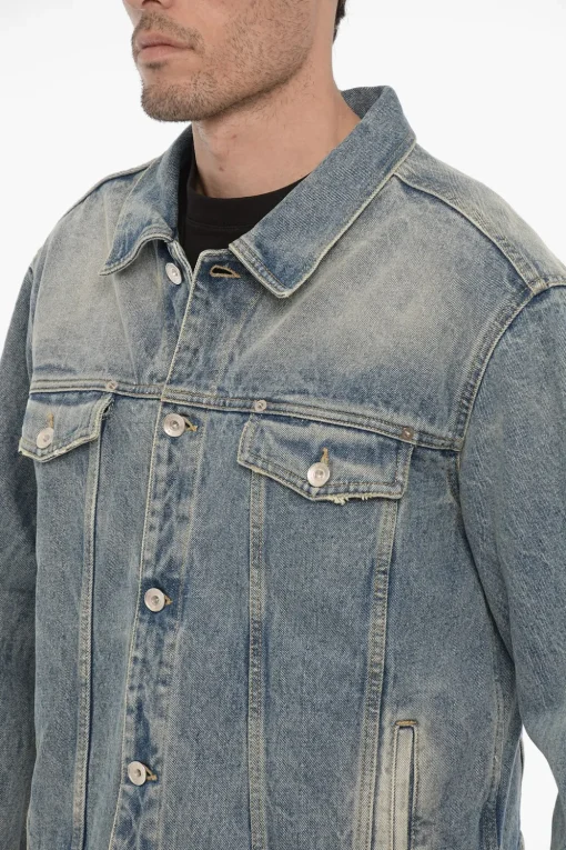 Hot Giubbotto in Denim con Bottoni Logati Uomo Giubbotti