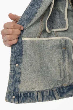 Hot Giubbotto in Denim con Bottoni Logati Uomo Giubbotti