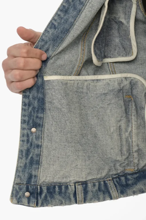 Hot Giubbotto in Denim con Bottoni Logati Uomo Giubbotti