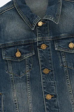 Discount Giubbotto in Denim con Dettaglio in Pelle Abbigliamento