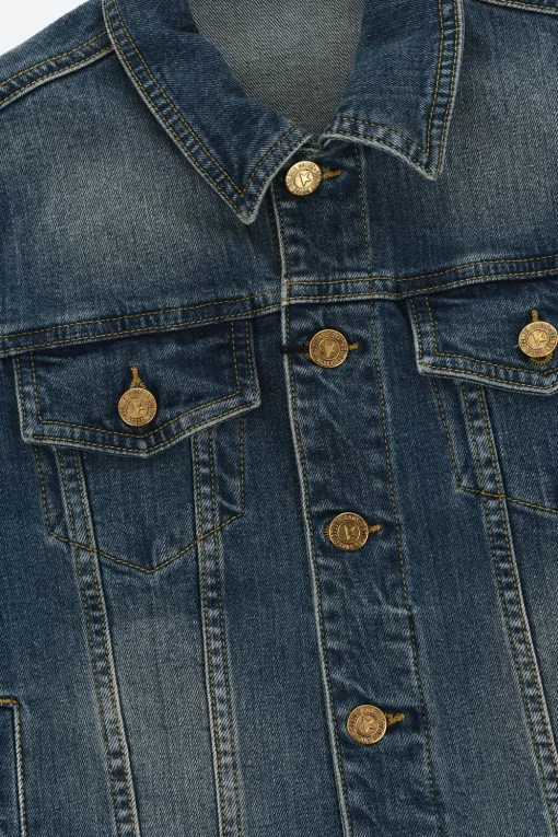 Discount Giubbotto in Denim con Dettaglio in Pelle Abbigliamento