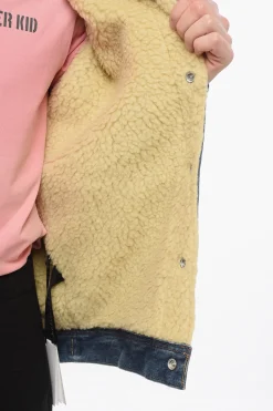Best Giubbotto in Denim con Interno in Shearling e Frange in Cristallo Uomo Giubbotti