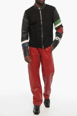 Giubbotto In Denim con Maniche in Pelle Vegan></noscript>Dsquared2 Outlet