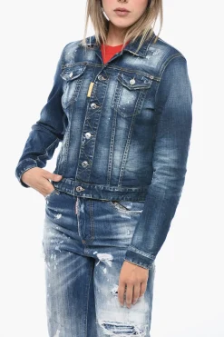 Giubbotto in Denim Delavè con Taschini Utility>Dsquared2 New