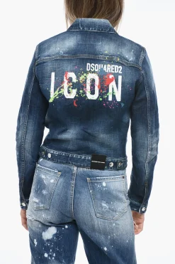 Giubbotto in Denim Delavè con Taschini Utility>Dsquared2 New