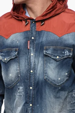 Giubbotto in Denim Distressed con Shearling></noscript>Dsquared2 Sale