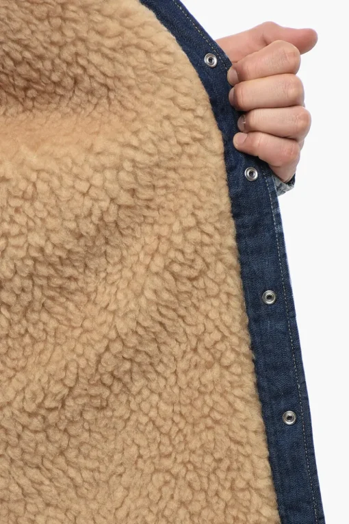 Giubbotto in Denim Distressed con Shearling>Dsquared2 Sale
